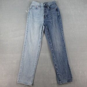 PacSun Two Tone Colorblock Dad Jean High Waisted Blue Denim Size 24 RN090233
